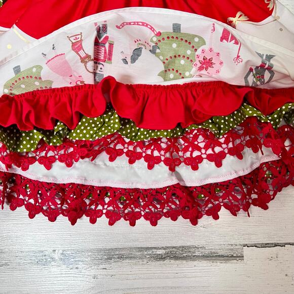 Counting Daisies Dress Size 5 Nutcracker Red Holiday Lace Trim Long Sleeve - Picture 6 of 12